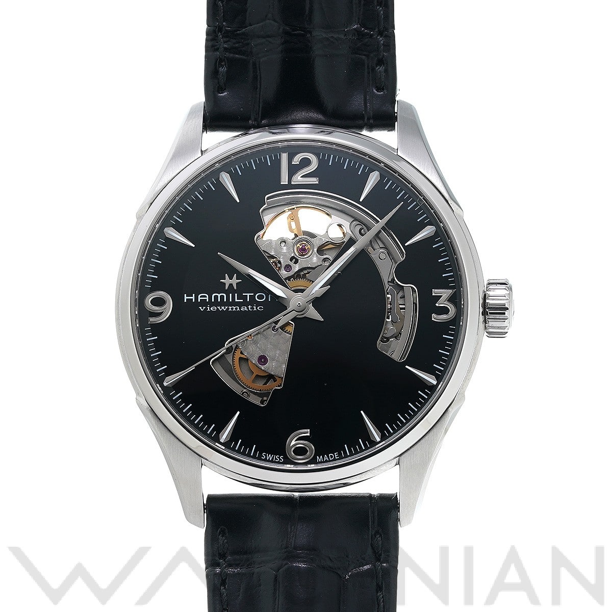 ハミルトン ジャズマスター オープンハート オート H32705731 ブラック メンズ 時計 【中古】【wristwatch】