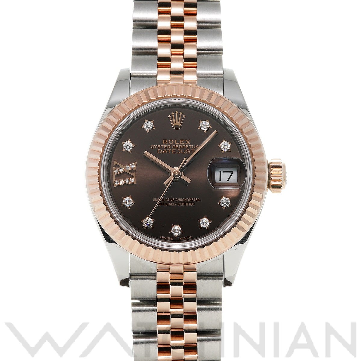 ロレックス レディ デイトジャスト 28 279171G チョコレート/ダイヤモンド レディース 時計 【中古】【wristwatch】