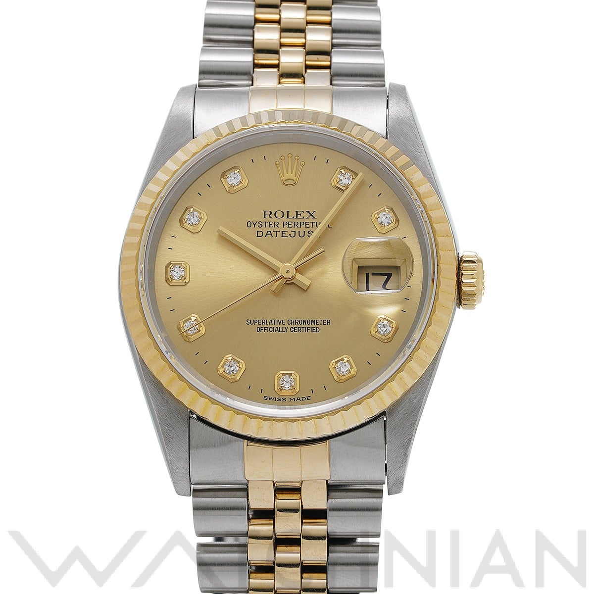 ロレックス デイトジャスト 16233G シャンパン/ダイヤモンド メンズ 時計 【中古】【wristwatch】