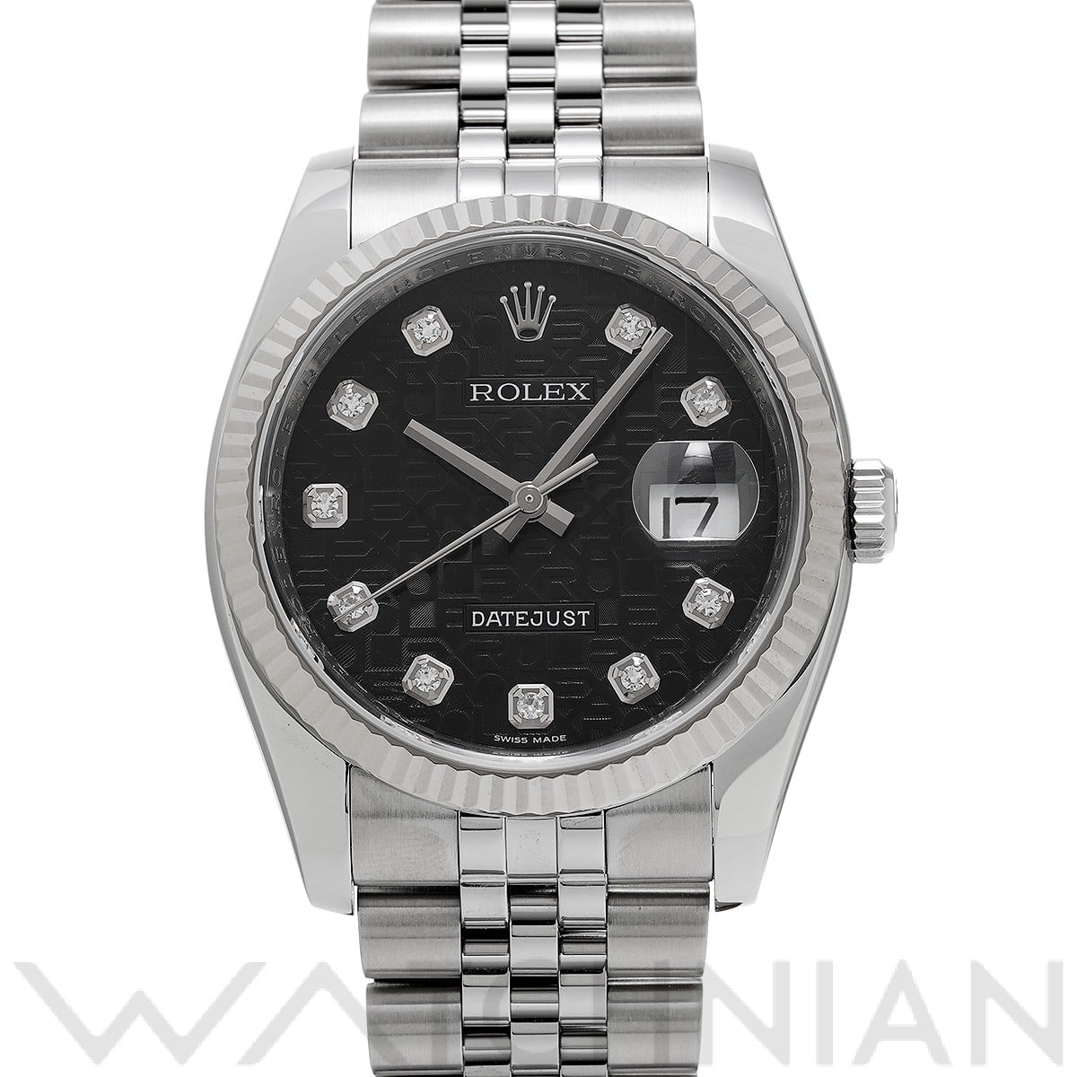 ロレックス デイトジャスト 36 116234G ブラックコンピュータ/ダイヤモンド メンズ 時計 【中古】【wristwatch】