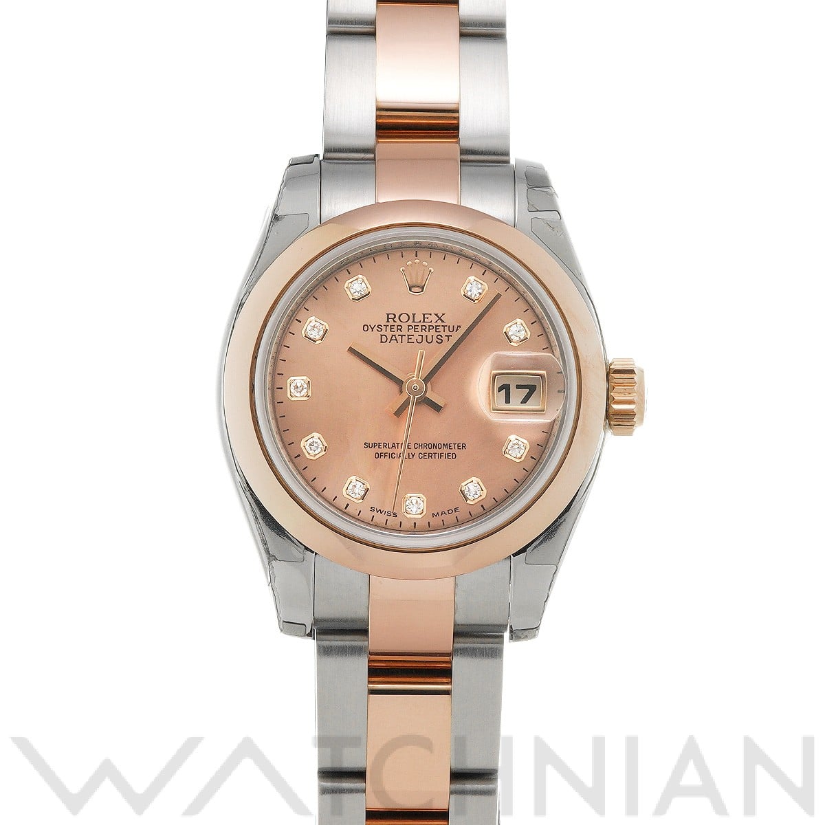 ロレックス レディ デイトジャスト 26 179161NG ピンクシェル/ダイヤモンド レディース 時計 【中古】【wristwatch】