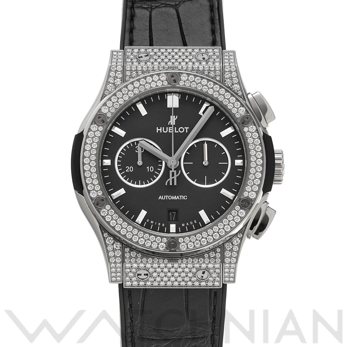 ウブロ クラシックフュージョン クロノグラフ チタニウム パヴェ 541.NX.1171.LR.1704 ブラック メンズ 時計 【中古】【wristwatch】