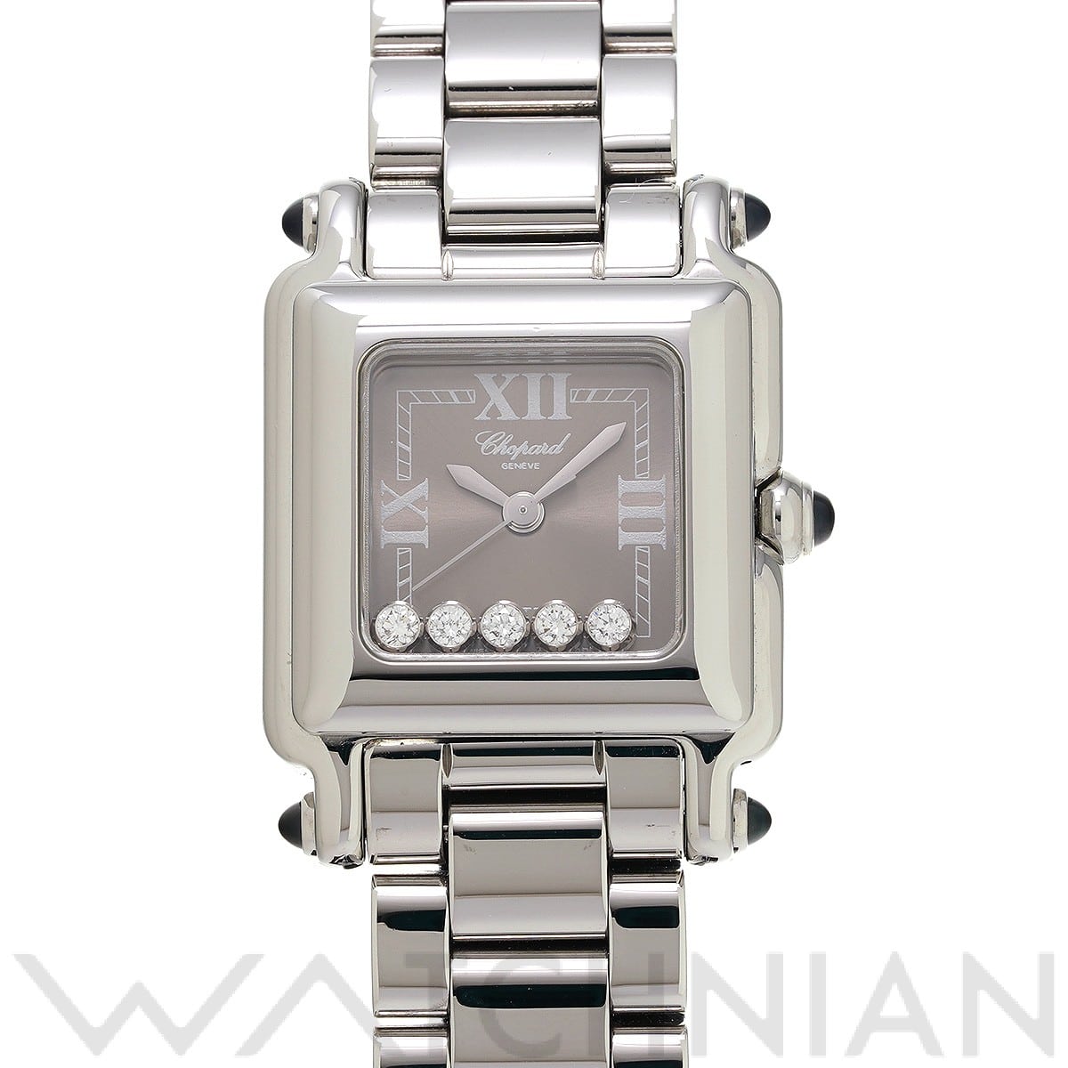 ショパール ハッピースポーツ ミニスクエア 27/8892-23 グレー/ダイヤモンド レディース 時計 【中古】【wristwatch】