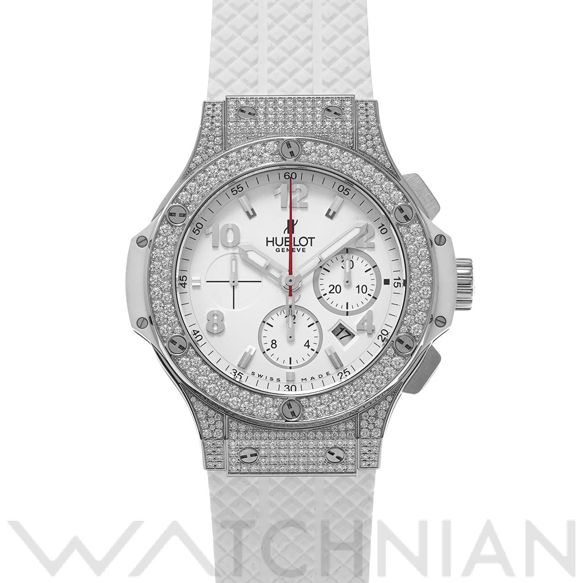 ビッグバン スチール ホワイト パヴェ 301.SE.230.RW.174 ホワイト ウブロ HUBLOT メンズ 【中古】
