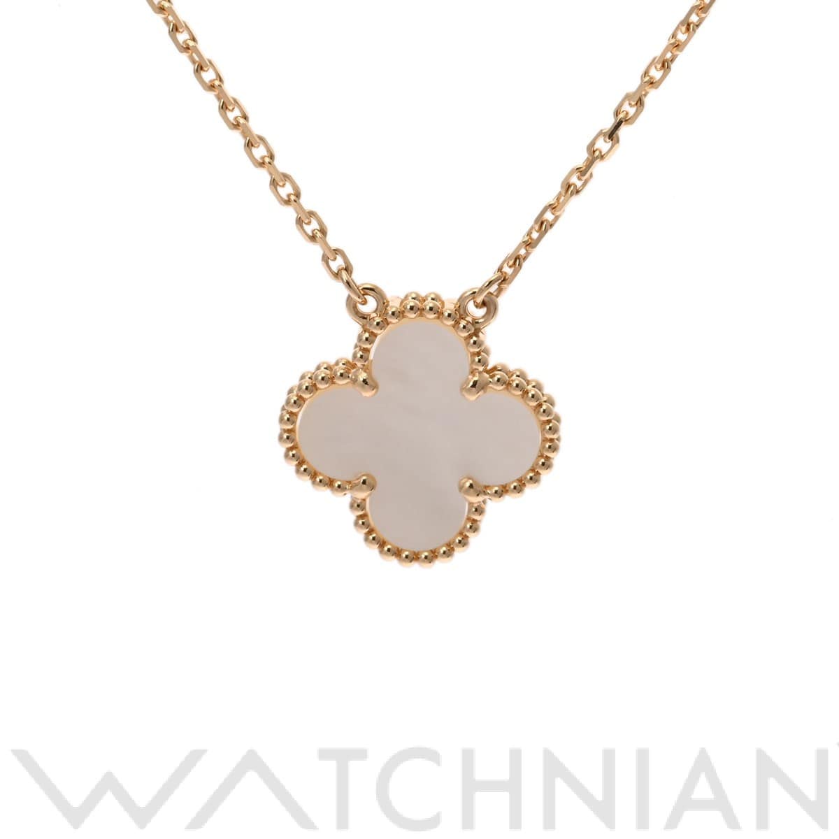 ヴァン クリーフ&アーペル ヴィンテージ アルハンブラ ネックレス ゴールド VCARA45900 K18イエローゴールド YG/ホワイトシェル レディース ジュエリー 【中古】【jewelry】