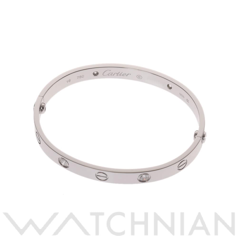 カルティエ ラブブレスレット 4Pダイヤ #16 シルバー K18ホワイトゴールド WG レディース ジュエリー 【中古】【jewelry】