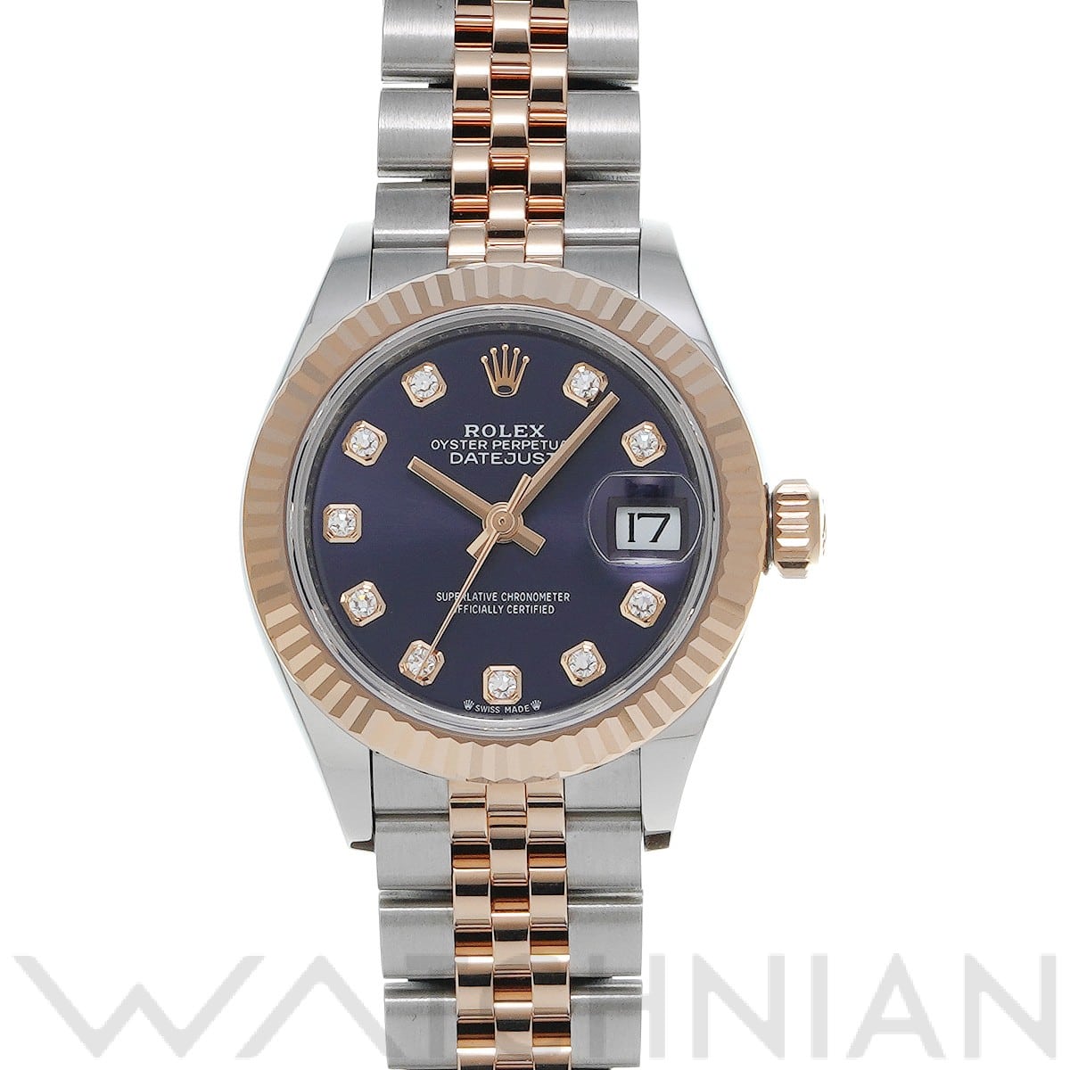 ロレックス レディ デイトジャスト 28 279171G オーベルジーヌ/ダイヤモンド レディース 時計 【未使用】【wristwatch】