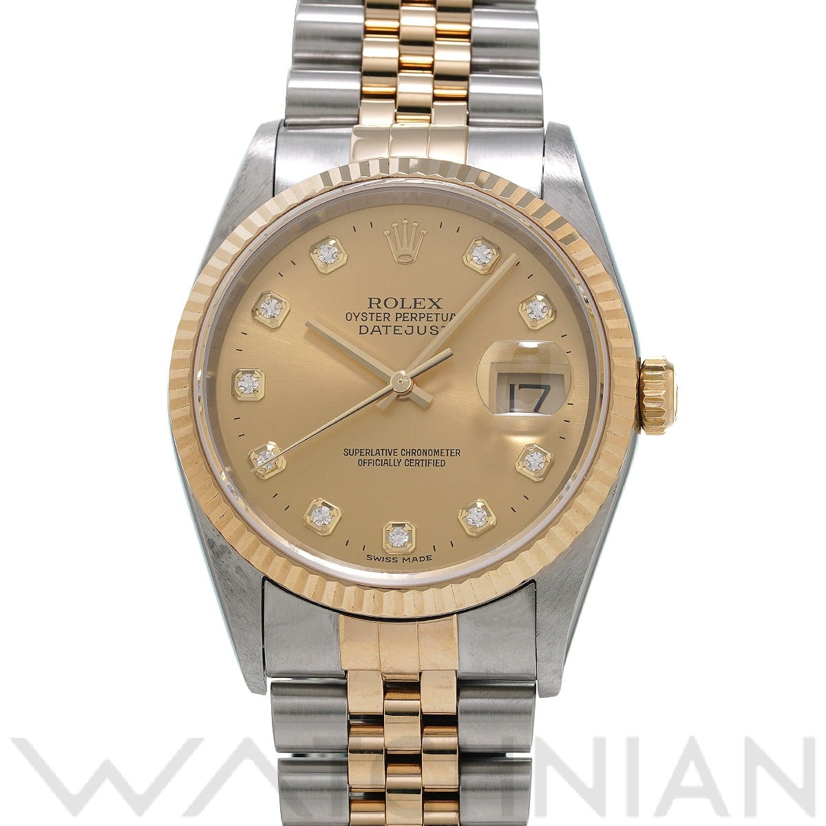 ロレックス デイトジャスト 16233G シャンパン/ダイヤモンド メンズ 時計 【中古】【wristwatch】
