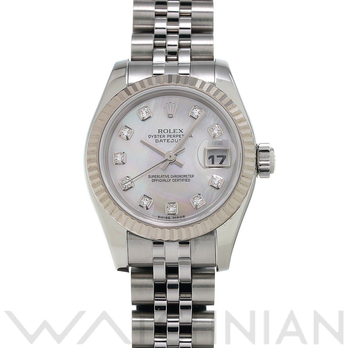 ロレックス レディ デイトジャスト 26 179174NG ホワイトシェル/ダイヤモンド レディース 時計 【中古】【wristwatch】