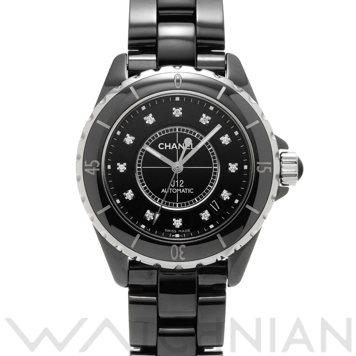 シャネル / CHANEL J12 38MM H1626 ブラックラッカー/ダイヤモンド メンズ 時計 【中古】【wristwatch】