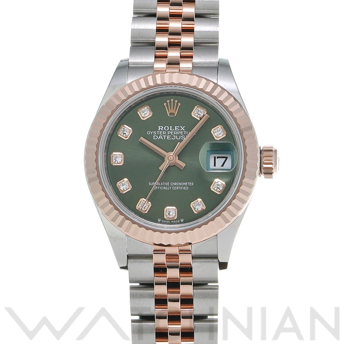 ロレックス レディ デイトジャスト 28 279171G オリーブグリーン/ダイヤモンド レディース 時計 【中古】【wristwatch】