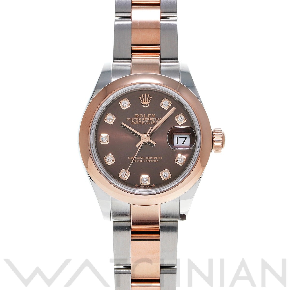 ロレックス レディ デイトジャスト 28 279161G チョコレート/ダイヤモンド レディース 時計 【中古】【wristwatch】