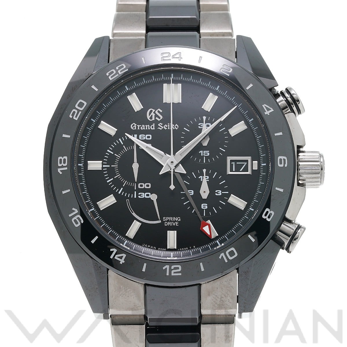 グランドセイコー / Grand Seiko スポーツコレクション ブラックセラミックス スプリングドライブ クロノグラフ GMT SBGC223 ブラック メンズ 時計 【中古】【wristwatch】
