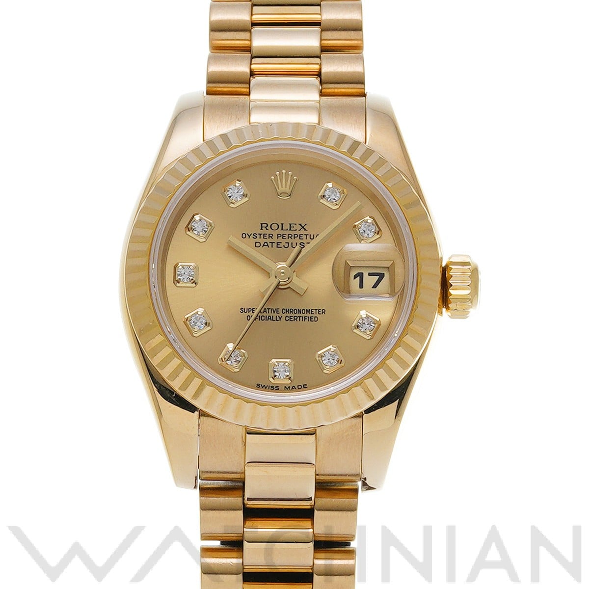 ロレックス レディ デイトジャスト 26 179178G シャンパン/ダイヤモンド レディース 時計 【中古】【wristwatch】
