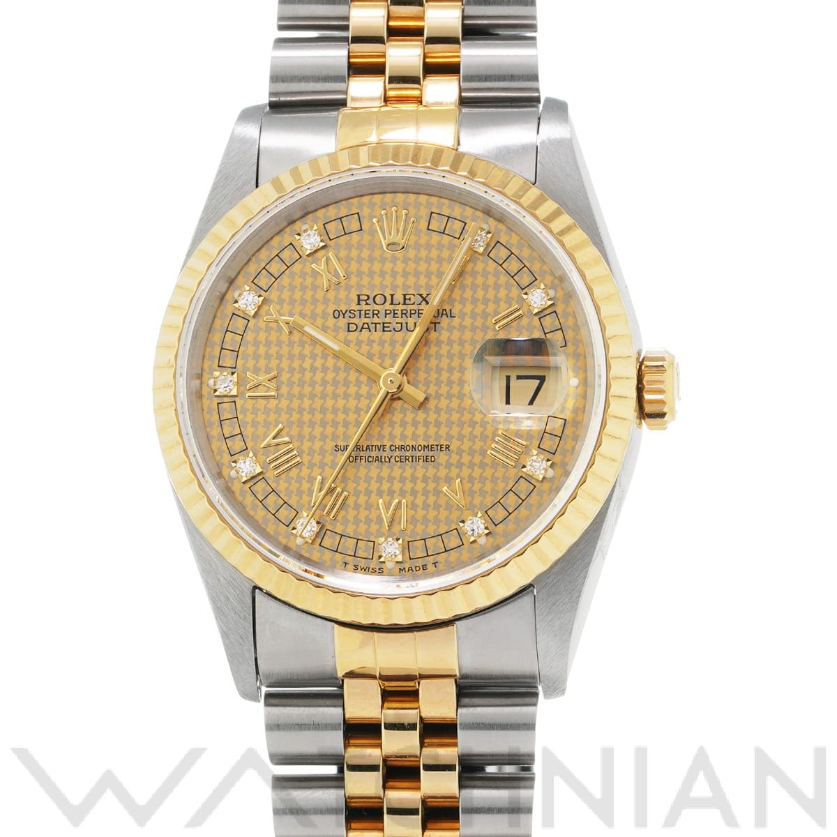 ロレックス デイトジャスト 16233G シャンパンハウンズトゥース/ダイヤモンド メンズ 時計 【中古】【wristwatch】