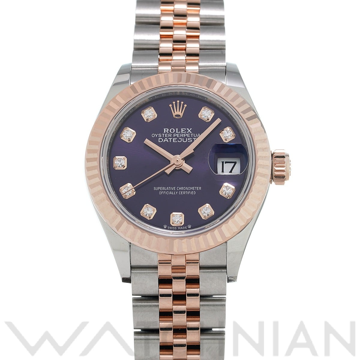 ロレックス レディ デイトジャスト 28 279171G オーベルジーヌ/ダイヤモンド レディース 時計 【中古】【wristwatch】