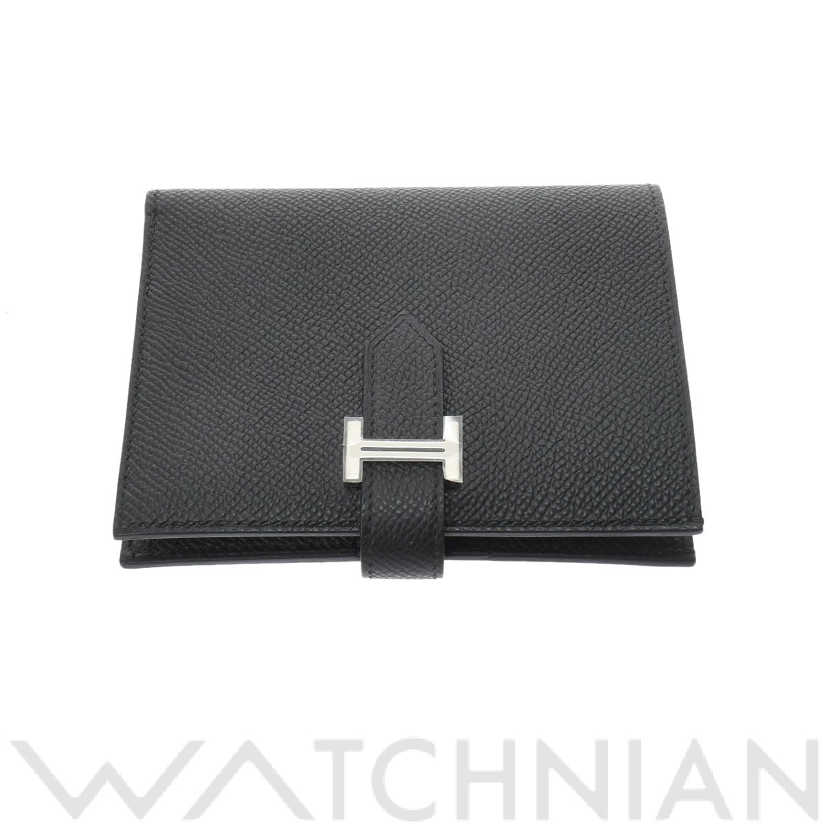 エルメス ベアン コンパクト ブラック/パラジウム金具 ヴォーエプソン ユニセックス 財布 【新品】【purse】
