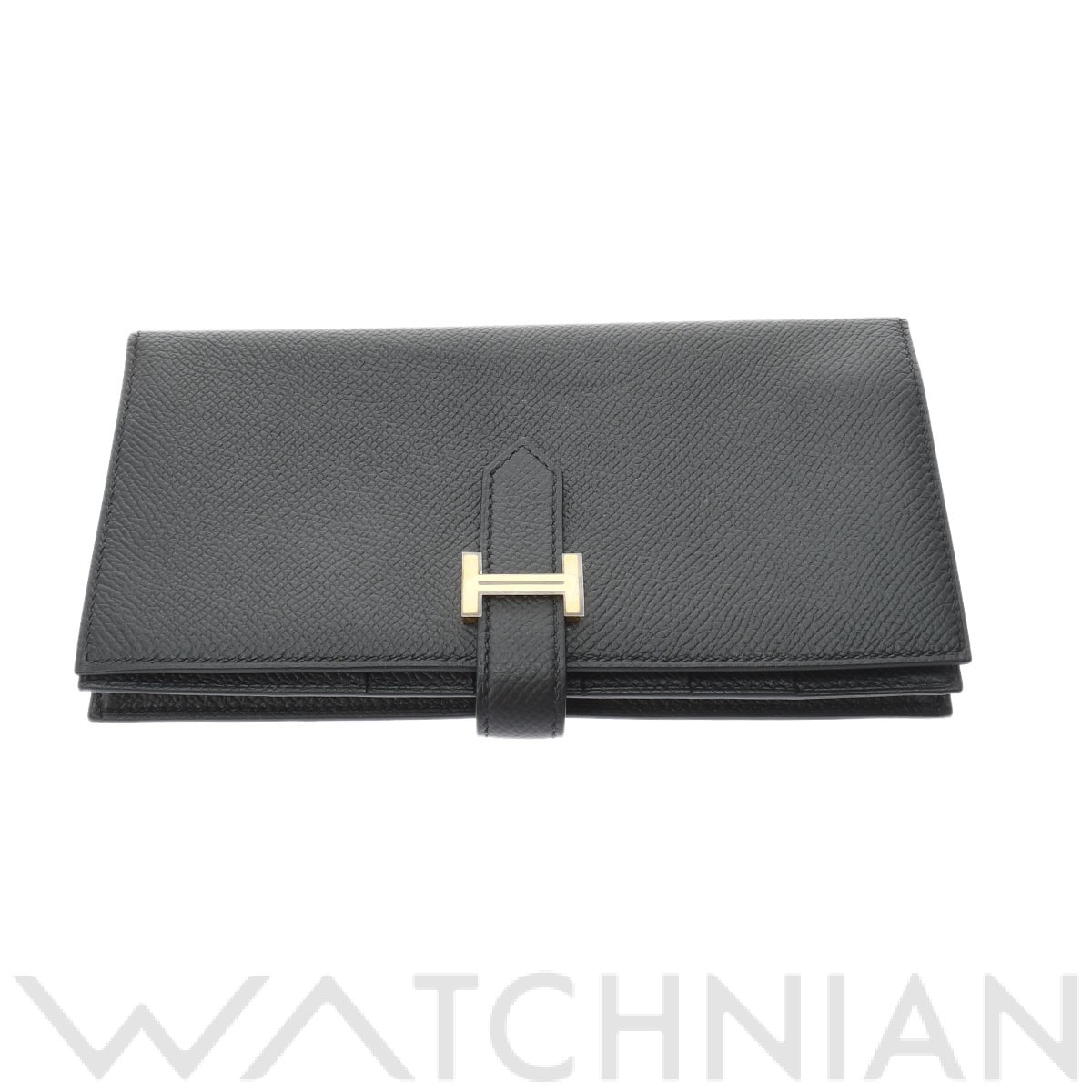 エルメス ベアン スフレ ブラック/ゴールド金具 ヴォーエプソン レディース 財布 【中古】【purse】