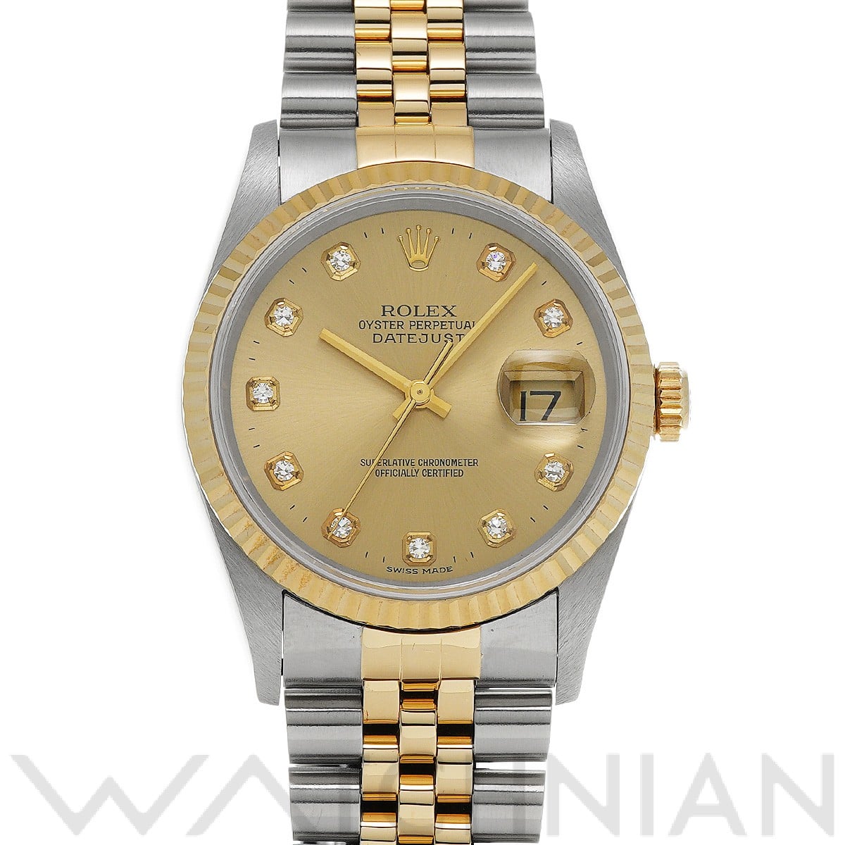 ロレックス デイトジャスト 16233G シャンパン/ダイヤモンド メンズ 時計 【中古】【wristwatch】