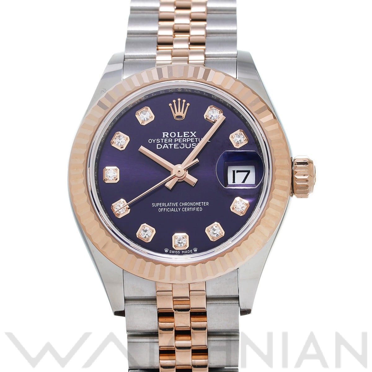 ロレックス レディ デイトジャスト 28 279171G オーベルジーヌ/ダイヤモンド レディース 時計 【中古】【wristwatch】