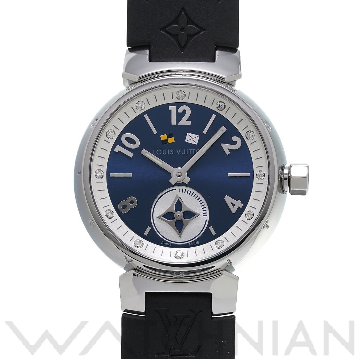 ルイ ヴィトン タンブール ラブリーカップ PM Q12MPO ブルー/ダイヤモンド レディース 時計 【中古】【wristwatch】