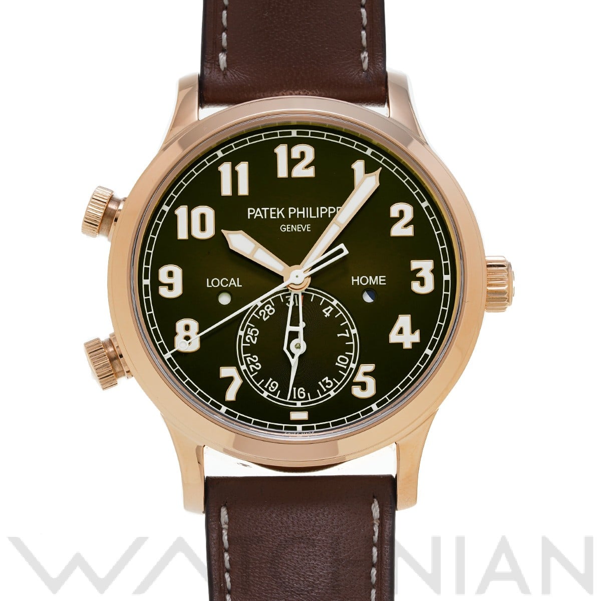 カラトラバ パイロット トラベルタイム 5524R-001 ブラウン・ソレイユ パテック フィリップ PATEK PHILIPPE メンズ 【中古】