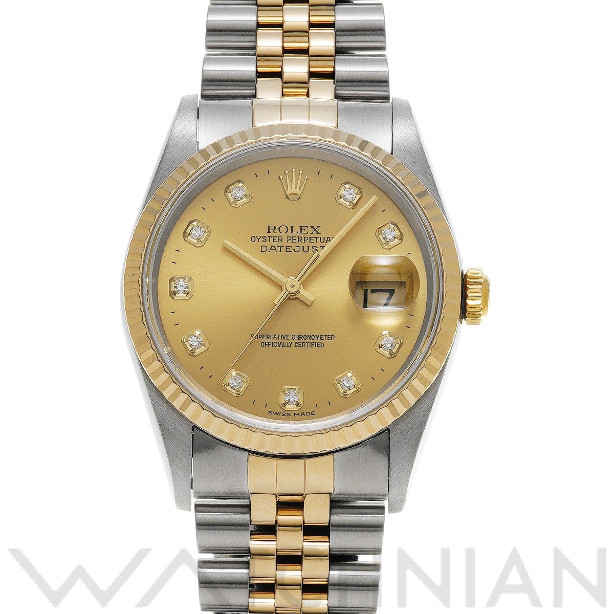 ロレックス デイトジャスト 16233G シャンパン/ダイヤモンド メンズ 時計 【中古】【wristwatch】