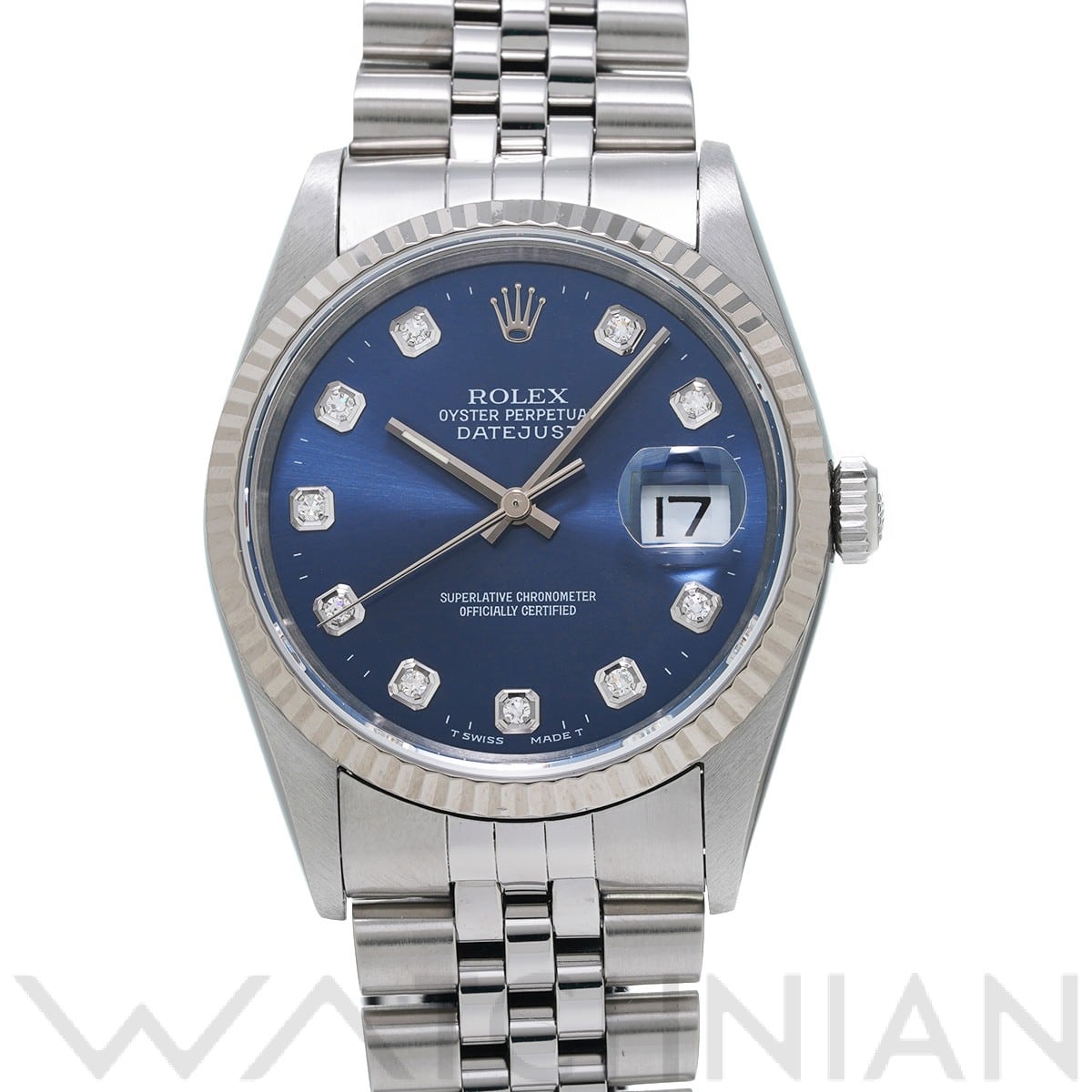 ロレックス デイトジャスト 16234G ブルー/ダイヤモンド メンズ 時計 【中古】【wristwatch】