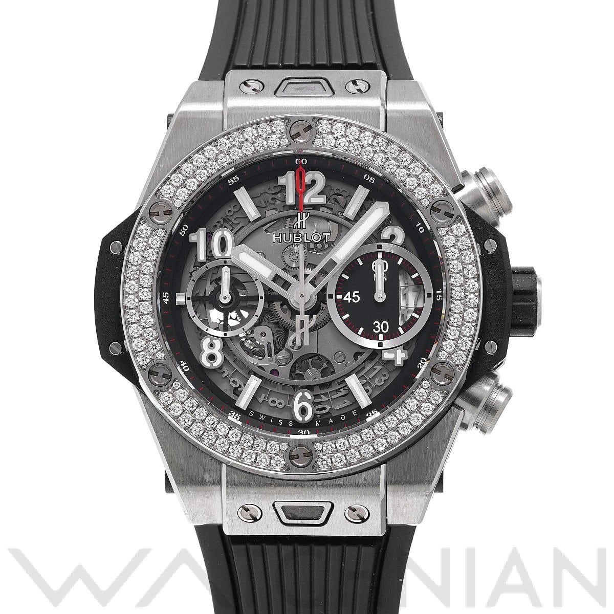 ビッグバン ウニコ チタニウム ダイヤモンド 411.NX.1170.RX.1104 マットブラックスケルトン ウブロ HUBLOT メンズ 【中古】
