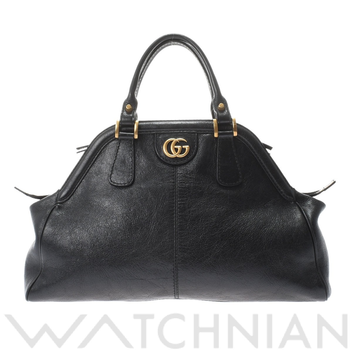 グッチ GGマーモント リベル ミディアム 2WAY ブラック/ゴールド金具 516459 レザー レディース バッグ 【中古】【bag】