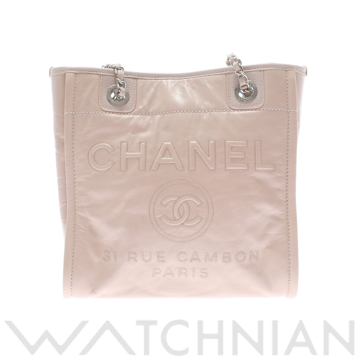 ドーヴィル チェーントート ピンク/シルバー金具 A93256 レザー CHANEL シャネル レディース 【中古】