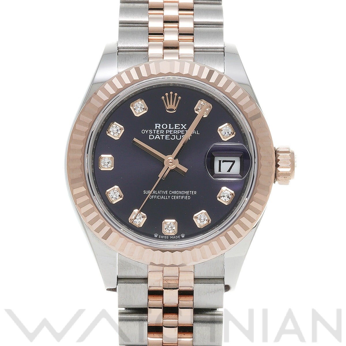 ロレックス レディ デイトジャスト 28 279171G オーベルジーヌ/ダイヤモンド レディース 時計 【中古】【wristwatch】