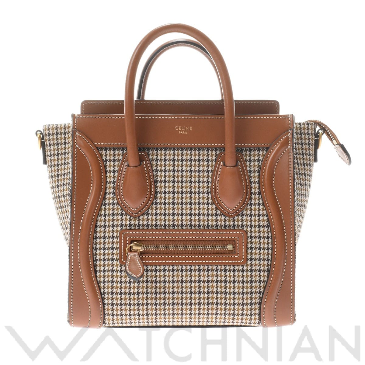 セリーヌ ラゲージ ナノ タン/ゴールド金具 189242BPT.04LU カーフ/ウール レディース バッグ 【中古】【bag】