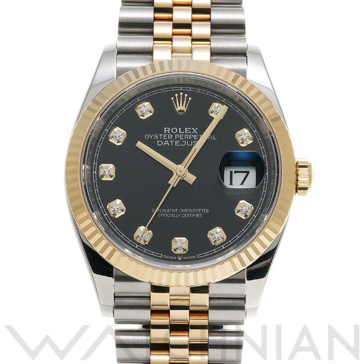 ロレックス デイトジャスト 36 126233G ブライトブラック/ダイヤモンド メンズ 時計 【中古】【wristwatch】