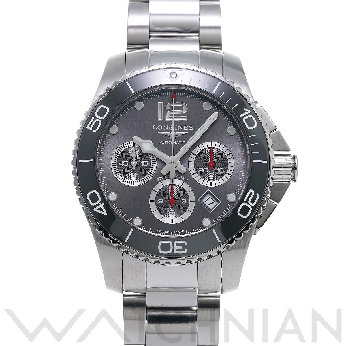ロンジン / LONGINES ハイドロコンクエスト クロノグラフ L3.883.4.76.6 グレー メンズ 時計 【中古】【wristwatch】