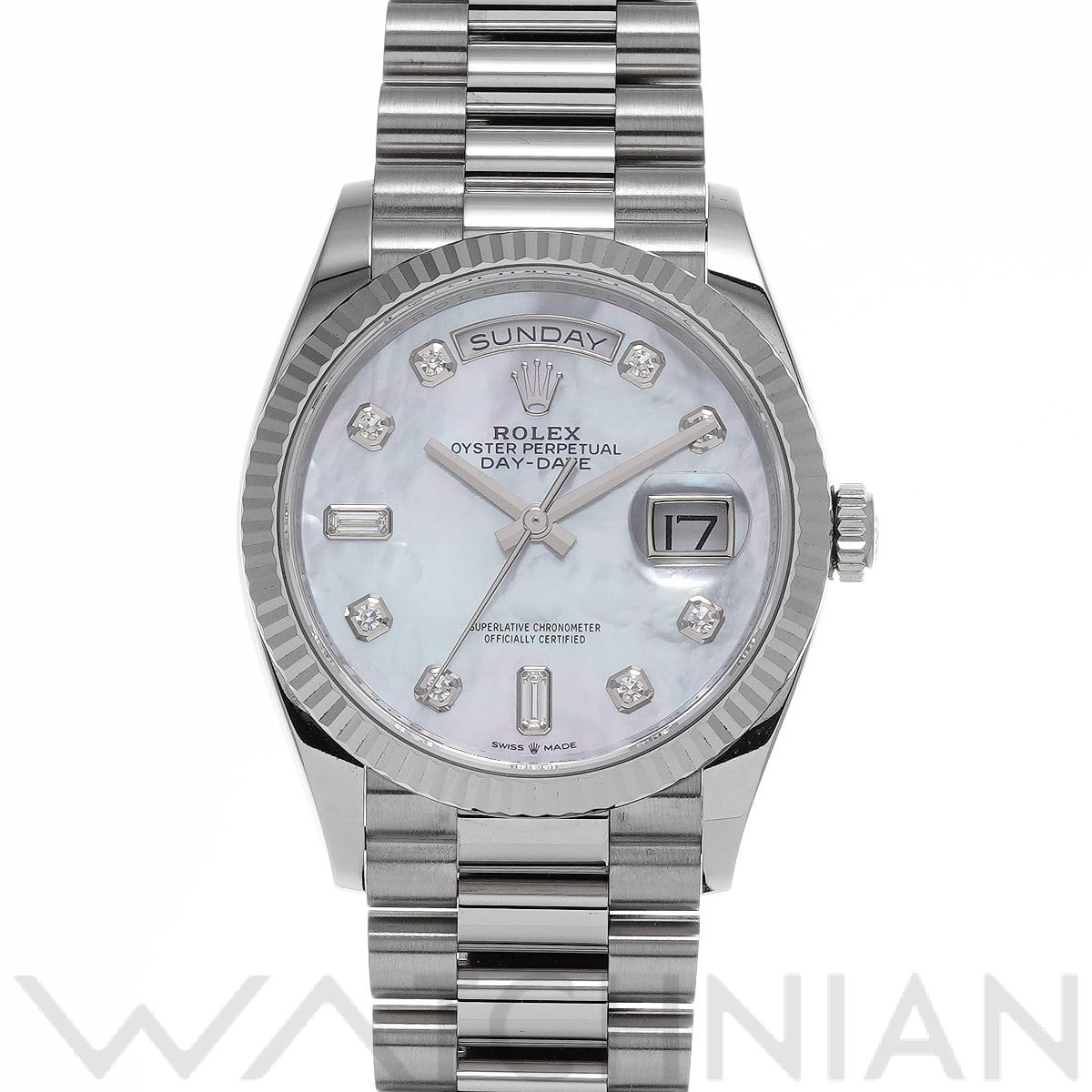 ロレックス デイデイト 36 128239NCA ホワイトシェル/ダイヤモンド メンズ 時計 【中古】【wristwatch】