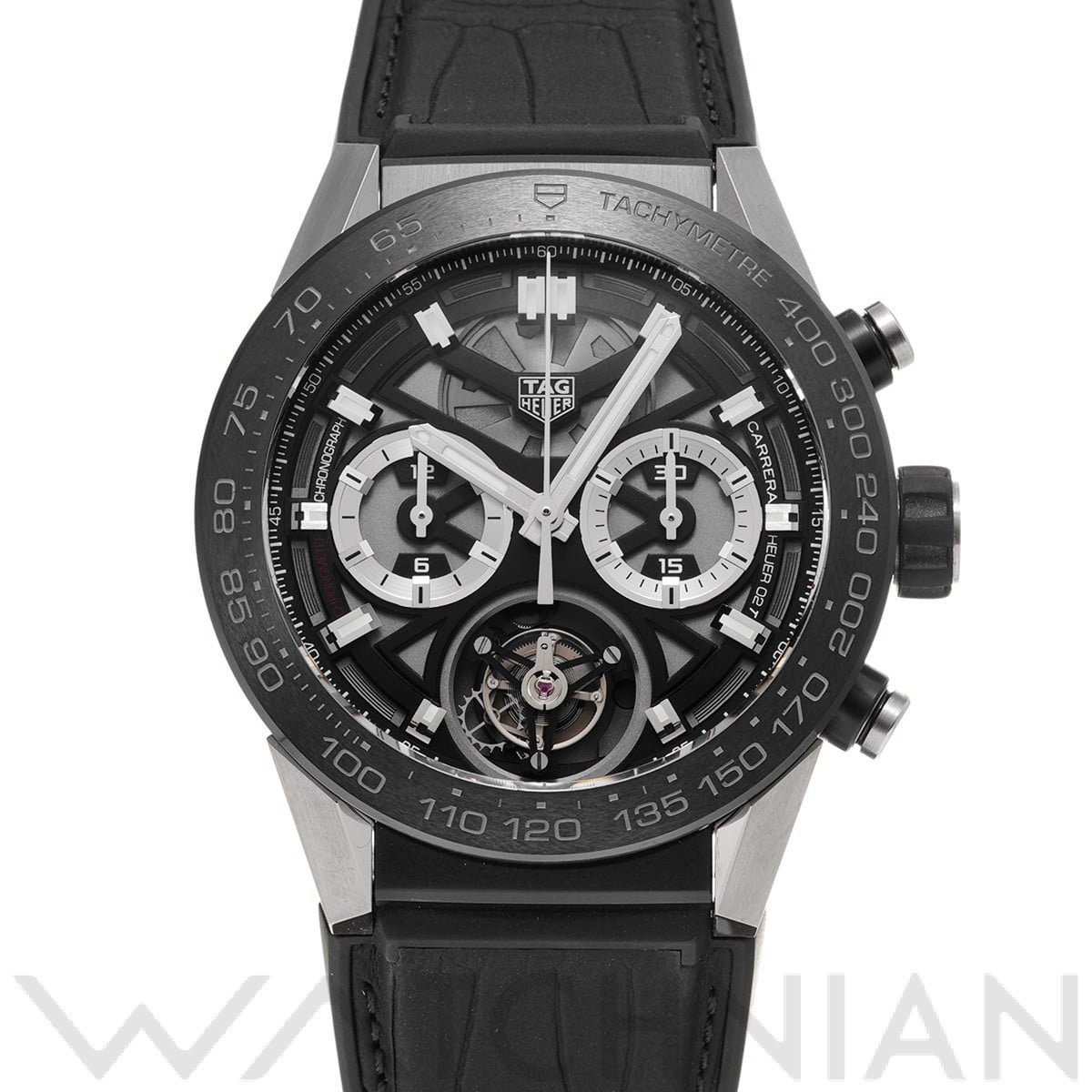 タグ ホイヤー / TAG HEUER カレラ キャリバーホイヤー02T クロノグラフ トゥールビヨン CAR5A8Y.FC6377 ブラック メンズ 時計 【中古】【wristwatch】