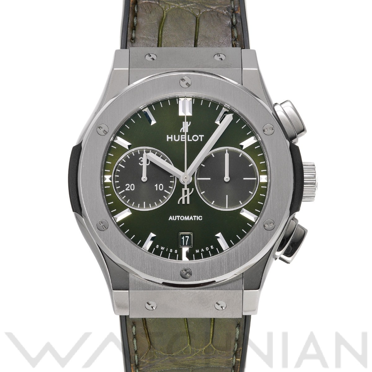 クラシックフュージョン チタニウム クロノグラフ グリーン 521.NX.8970.LR グリーン/ブラック ウブロ HUBLOT メンズ 【中古】