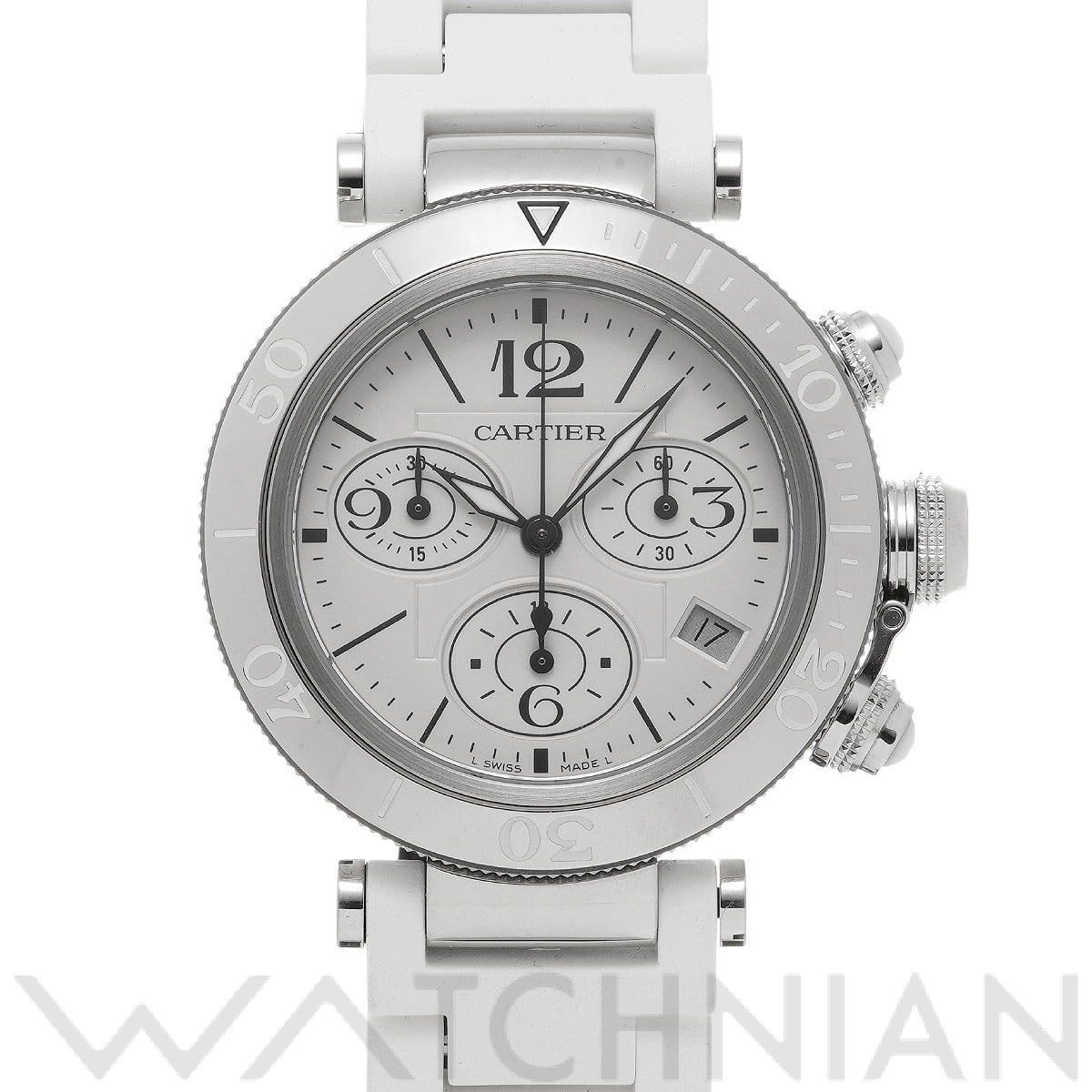 パシャ シータイマー クロノグラフ W3140005 シルバー カルティエ CARTIER ユニセックス 【中古】