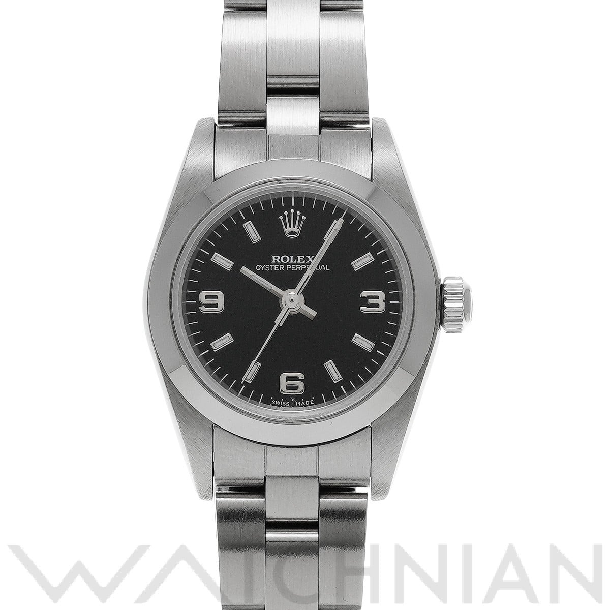 オイスターパーペチュアル 76080 A番(1999年頃製造) ブラック ロレックス ROLEX レディース 【中古】