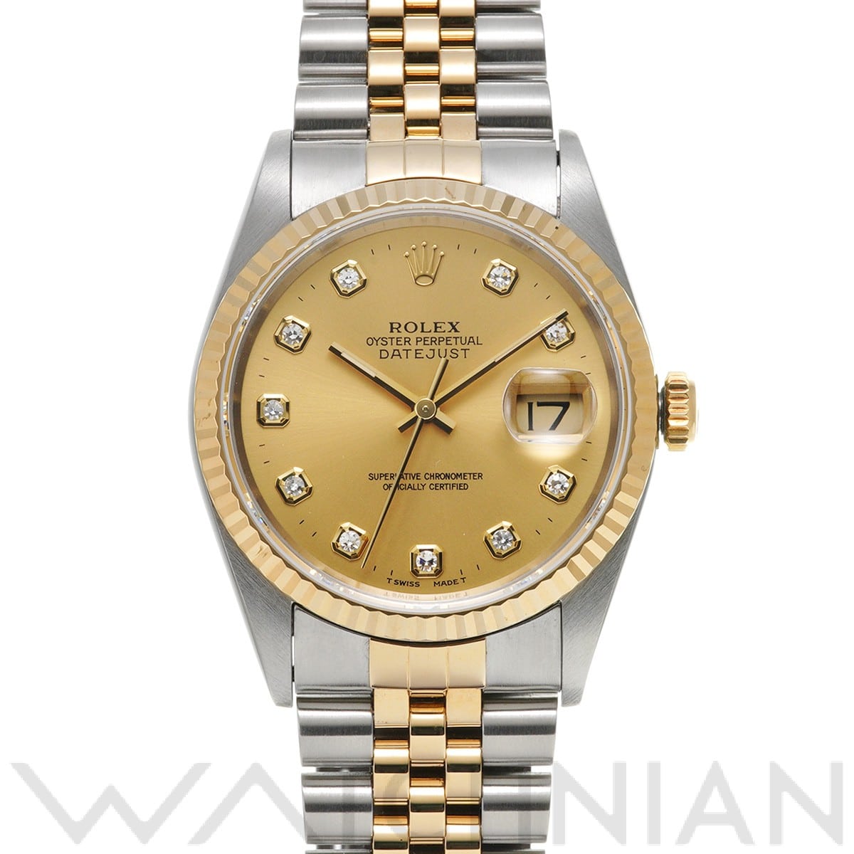 ロレックス デイトジャスト 16233G シャンパン/ダイヤモンド メンズ 時計 【中古】【wristwatch】