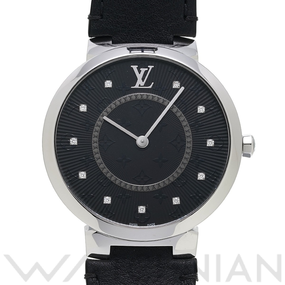 ルイ ヴィトン タンブール スリム GM QA145Z ブラック/ダイヤモンド メンズ 時計 【中古】【wristwatch】