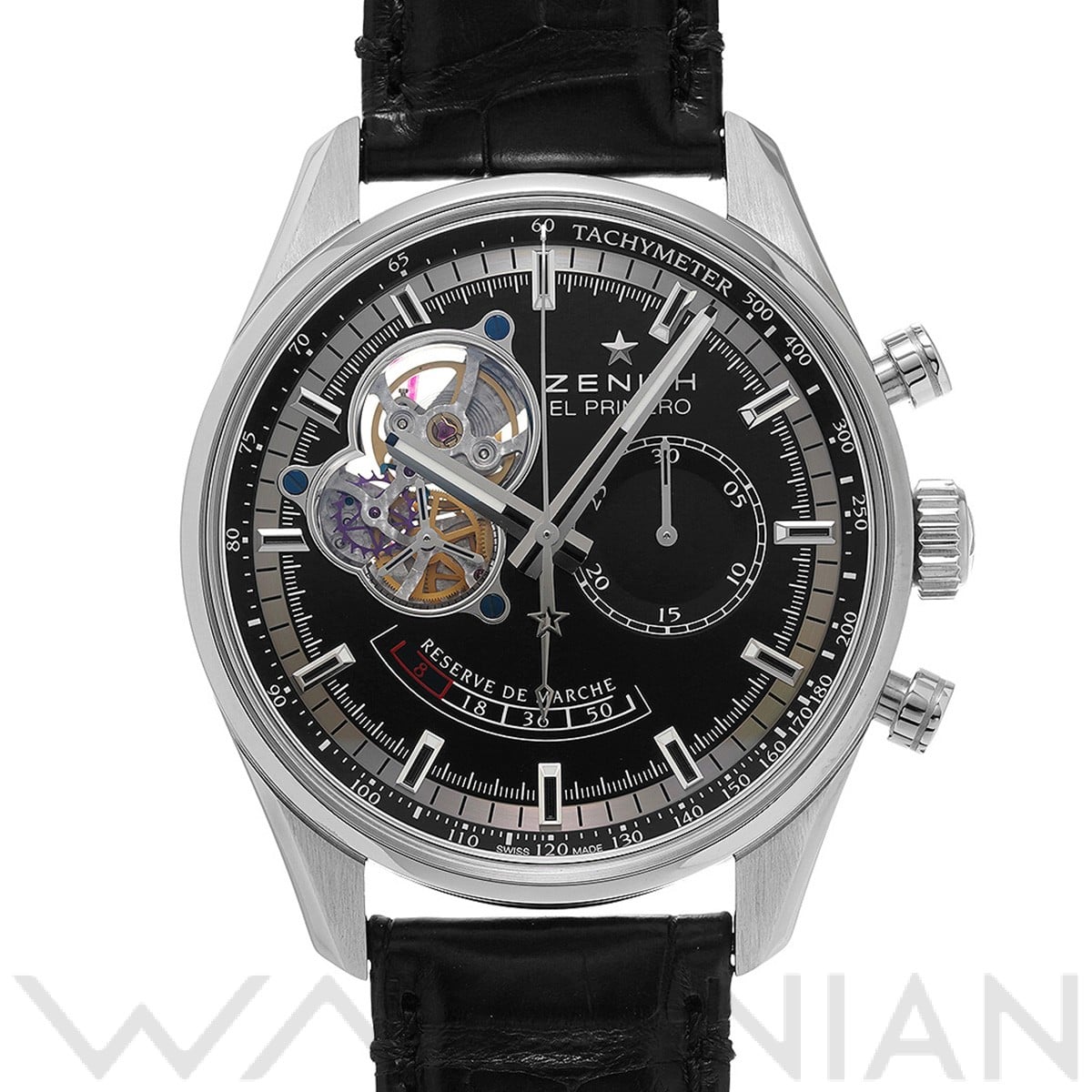 クロノマスター エル・プリメロ オープン パワーリザーブ 03.2080.4021/21.C496 ブラック ゼニス ZENITH メンズ 【中古】