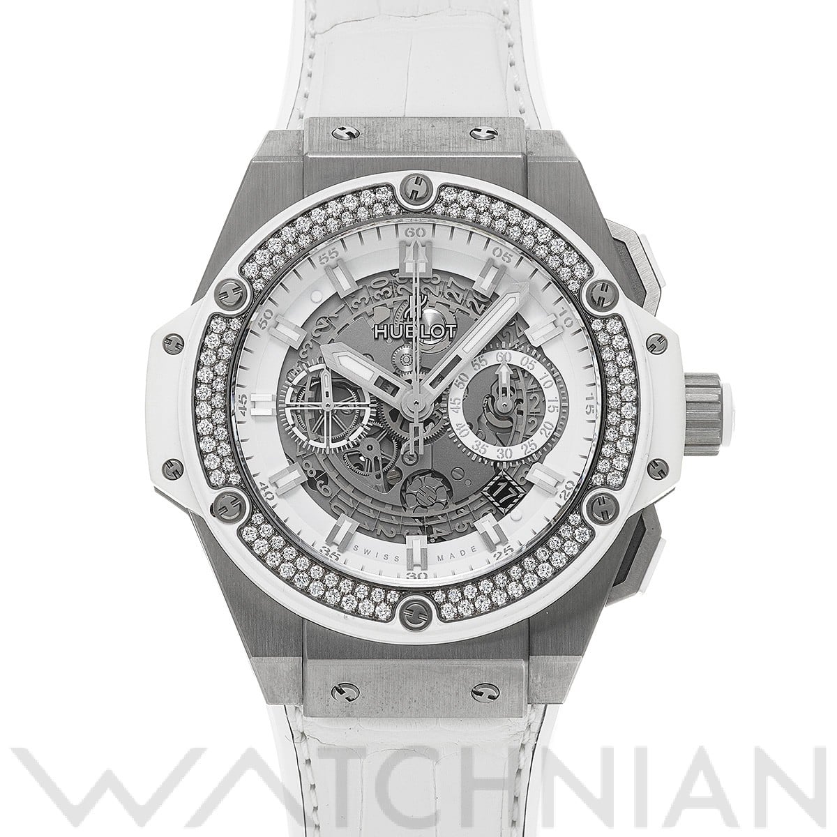 キングパワー ウニコ チタニウム ダイヤモンド 701.NE.0127.GR.1104 スケルトン ウブロ HUBLOT メンズ 【中古】