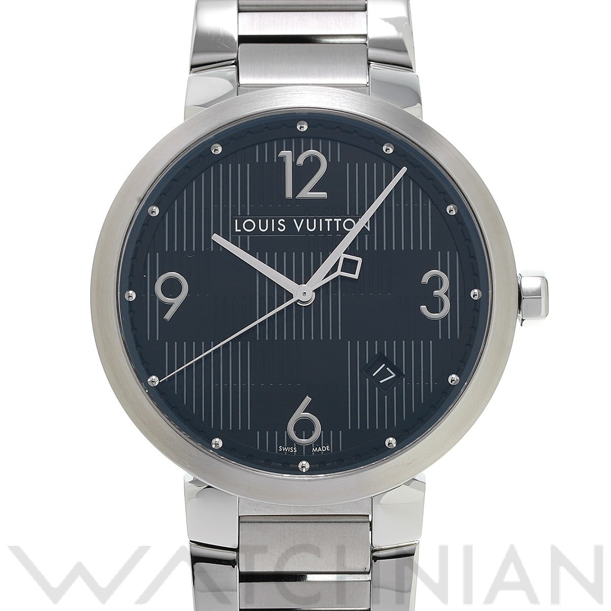 ルイ ヴィトン タンブール スリム Q1D071 ブラック メンズ 時計 【中古】【wristwatch】