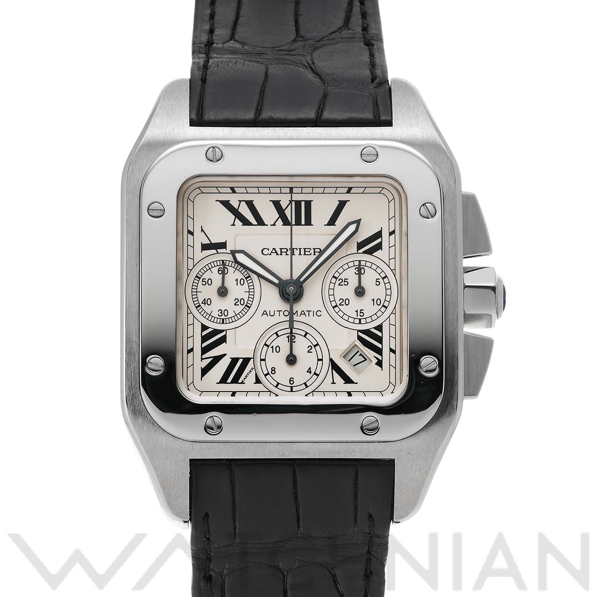 サントス 100 XL クロノグラフ W20090X8 シルバー カルティエ CARTIER メンズ 【中古】