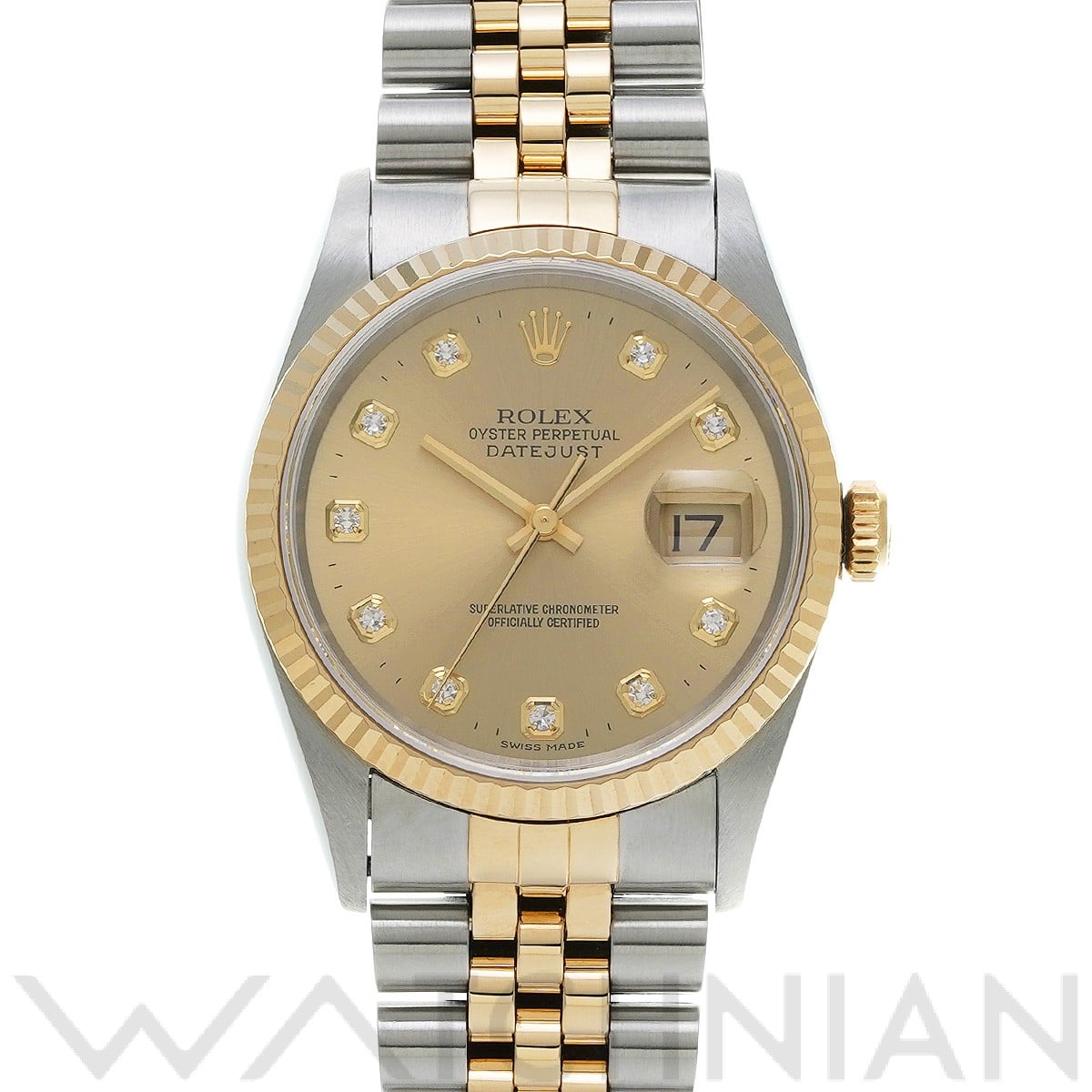 ロレックス デイトジャスト 16233G シャンパン/ダイヤモンド メンズ 時計 【中古】【wristwatch】