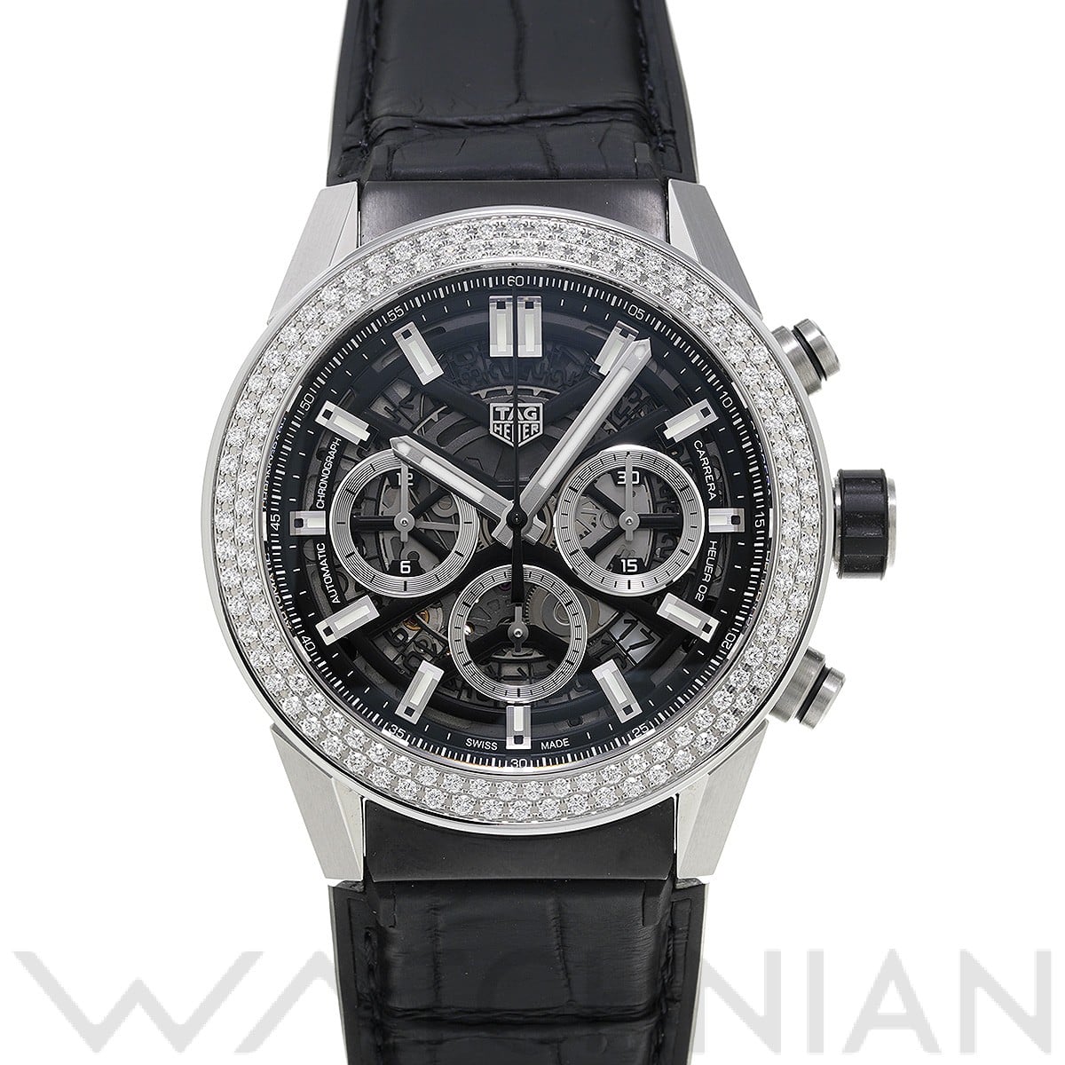 カレラ キャリバーホイヤー02 クロノグラフ CBG2A12.FC6450 ブラック タグ ホイヤー TAG HEUER メンズ 【中古】