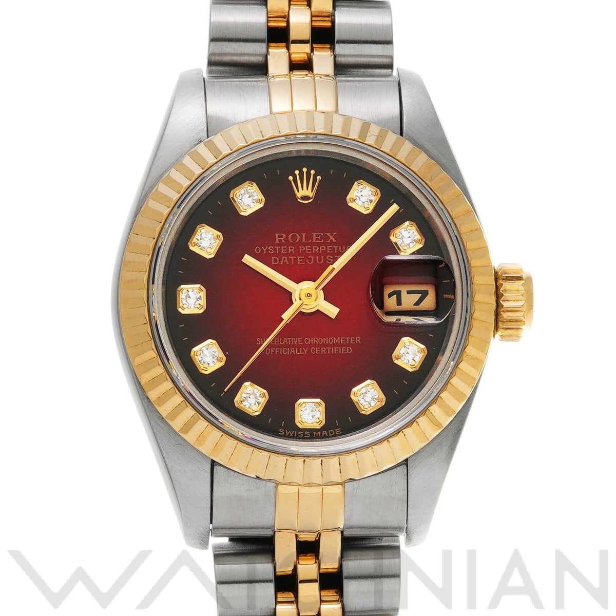 デイトジャスト 69173G T番(1997年頃製造) チェリー・グラデーション/ダイヤモンド ロレックス ROLEX レディース 【中古】