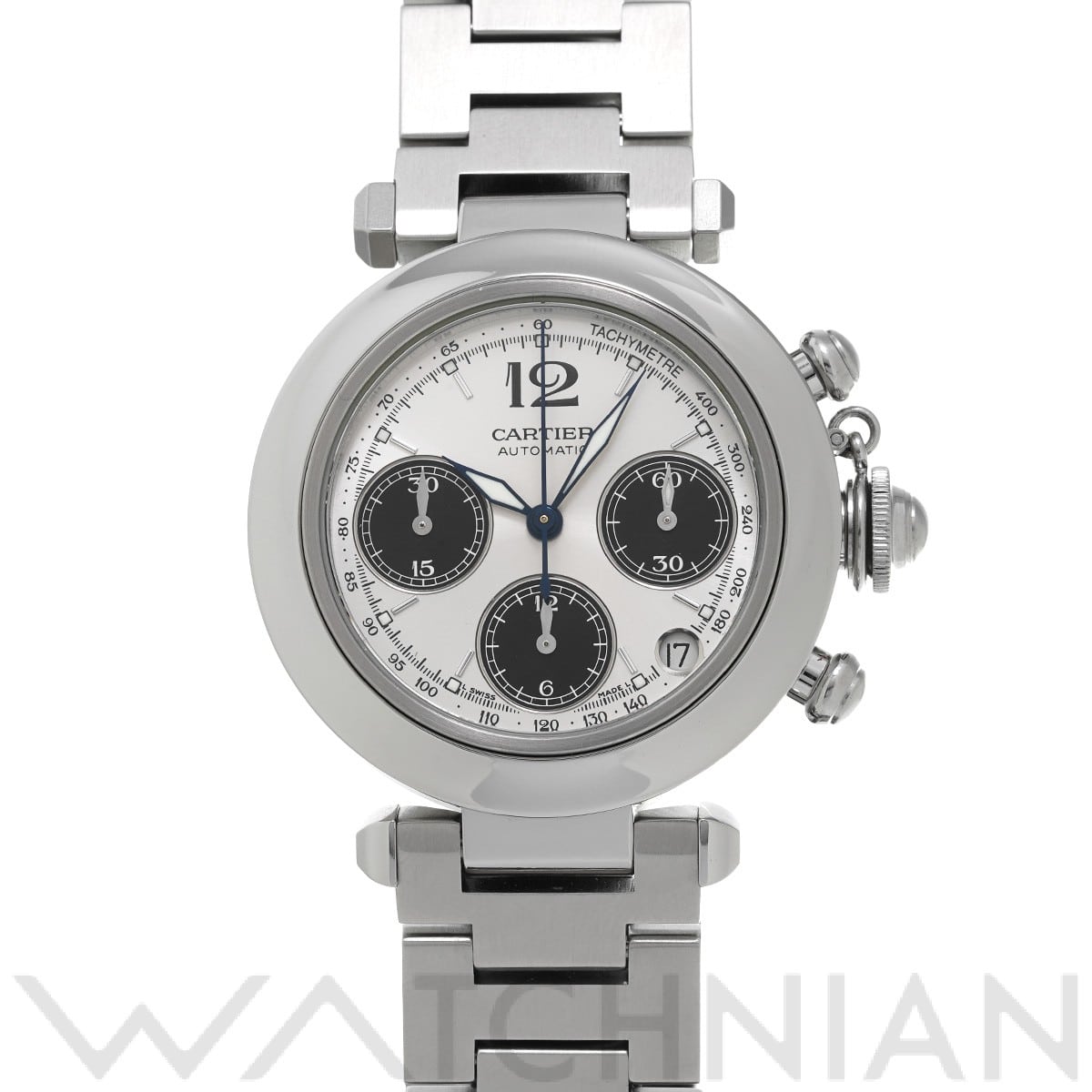 カルティエ / CARTIER パシャC クロノグラフ W31048M7 シルバー/ブラック ユニセックス 時計 【中古】【wristwatch】